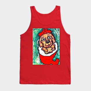 A Christmas Puppy in a Christmas Tree Tank Top